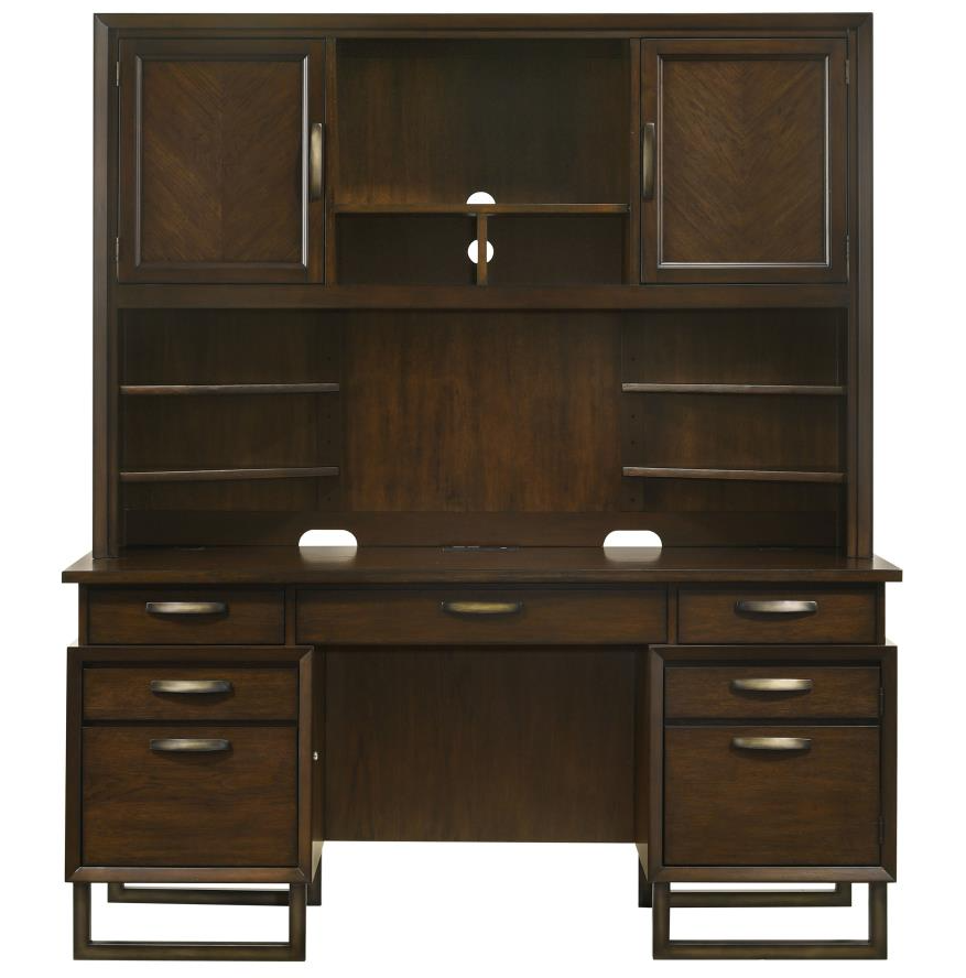 Marshall 7-drawer Credenza Desk With Hutch Dark Walnut and Gunmetal