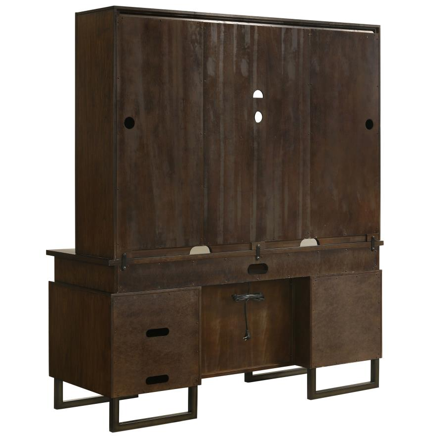 Marshall 7-drawer Credenza Desk With Hutch Dark Walnut and Gunmetal