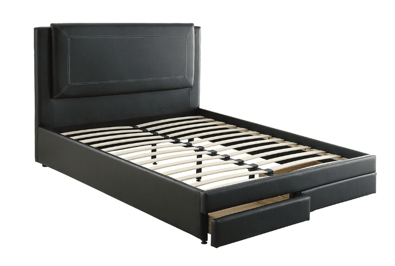 Modern Queen Black PU Leather Platform Storage Bed