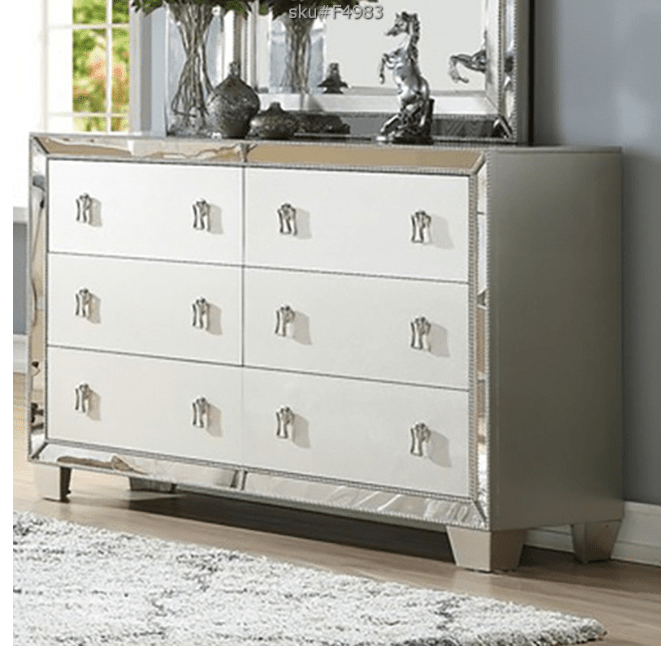 Dali Queen Storage Bedroom Set - Silver & Mirror