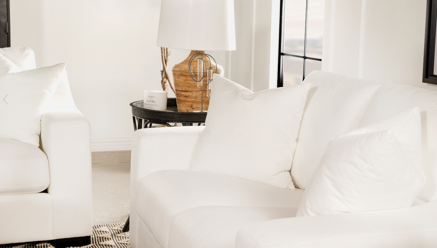 Ashlyn Transitional White Sloped Arm Sofa