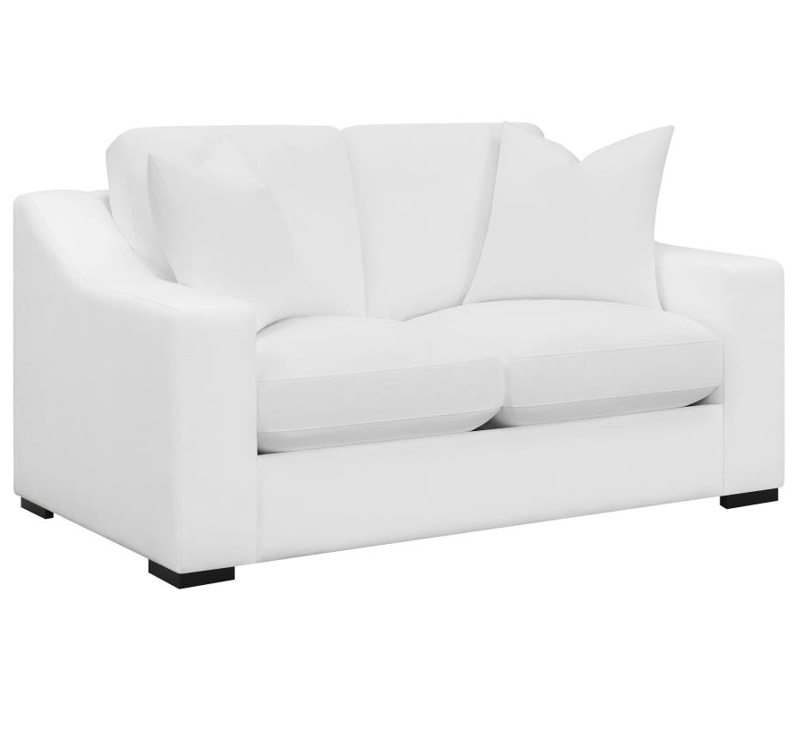 Ashlyn 2Piece Upholstered Sloped Arms Living Room Set White Finally
