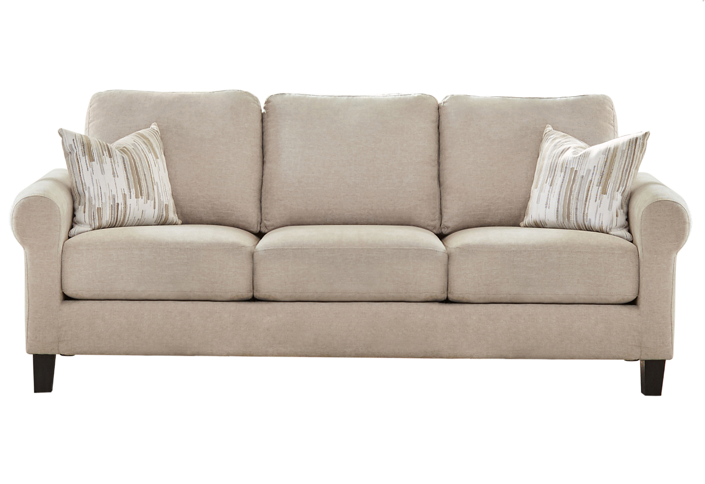 Nadine Classic Rolled Arm Sofa & Loveseat in Beige Chenille - Coaster 509781