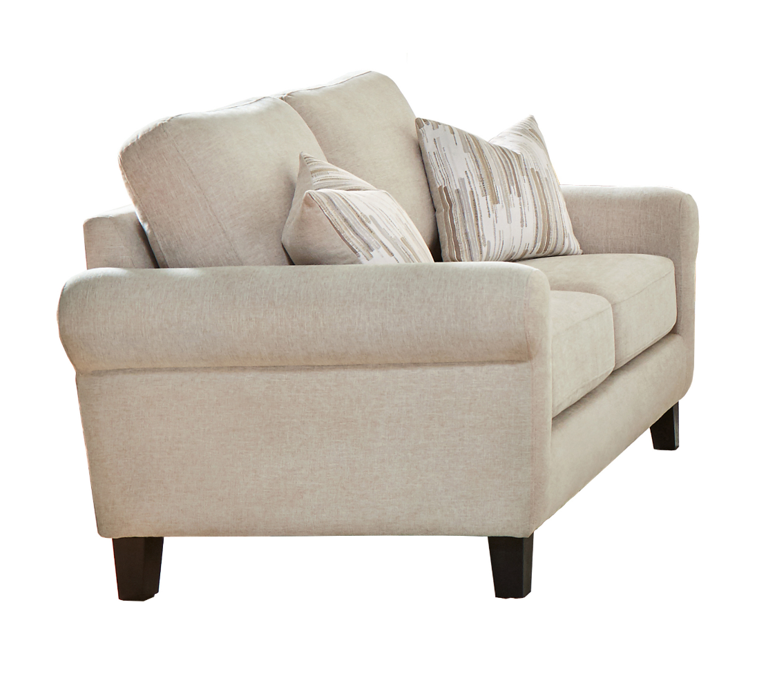 Nadine Classic Rolled Arm Sofa & Loveseat in Beige Chenille - Coaster 509781