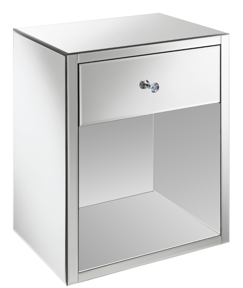 Coquette 1-Drawer Rectangular Accent Table Mirror