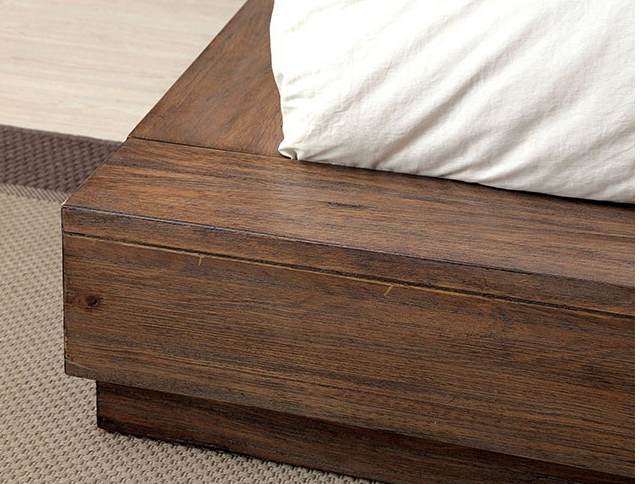 The Coimbra Rustic Low Profile Queen Platform Bed Bed