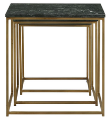 Caine 3-piece Nesting Table with Marble Top - Green