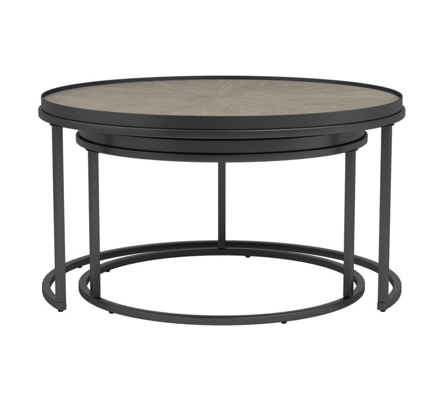 Rodrigo 2-piece Round Nesting Tables Weathered Elm