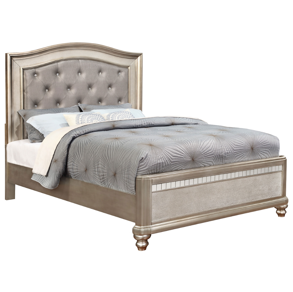 Daliah Glam Style King Bedroom Set - Silver & Mirror