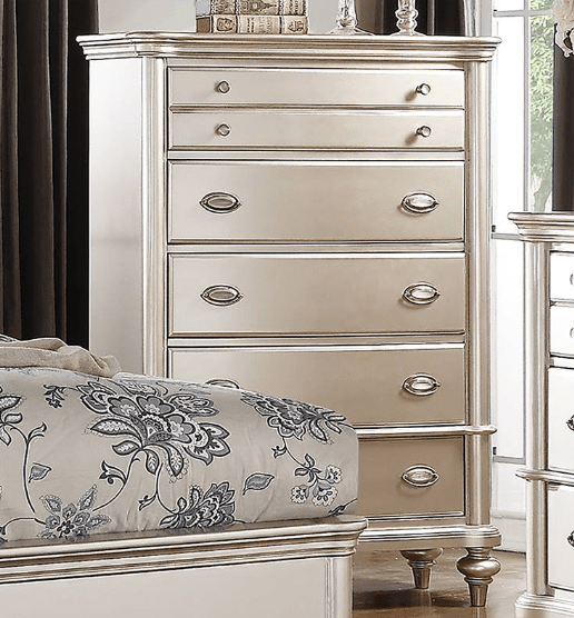 Tinsel Queen Size Glam Bed with Button Tufted Headboard - Silver