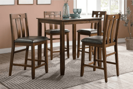 Landon 5-Piece Counter Height Dining Set in Rustic Brown