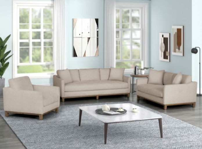 Halden Contemporary Living Room Set with Down Wrapped Cushions - Oatmeal