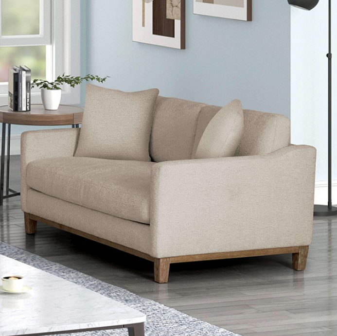 Halden Contemporary Living Room Set with Down Wrapped Cushions - Oatmeal