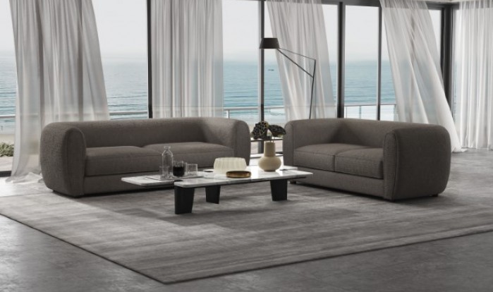 Verdal Contemporary Sofa in Charcoal Boucle