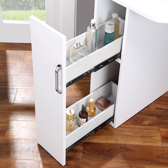 LoryBelle Vanity Set with Tri-Fold 10-Bulb Mirror - White