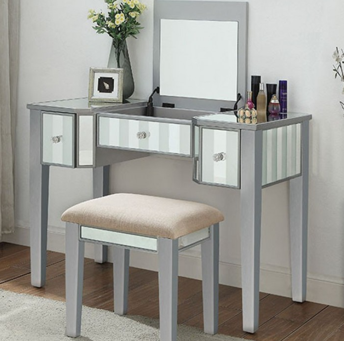 Joyce Contemporary Vanity Set - Silver & Mirror