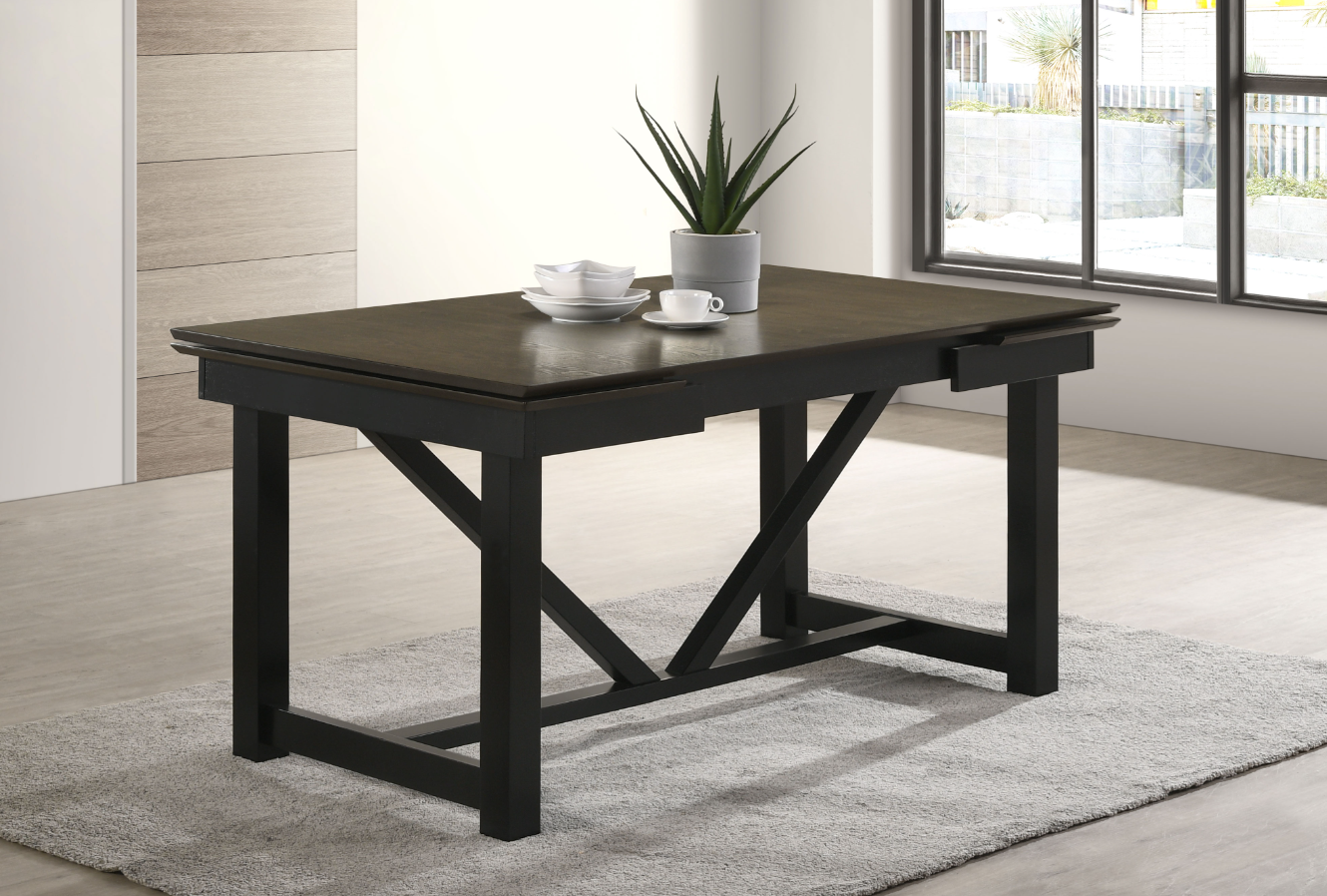 Malia Rectangular Dining Table With Refractory Extension Leaf Black