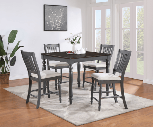 Wiley 5-Piece Square Spindle Legs Counter Height Dining Set Beige And Grey