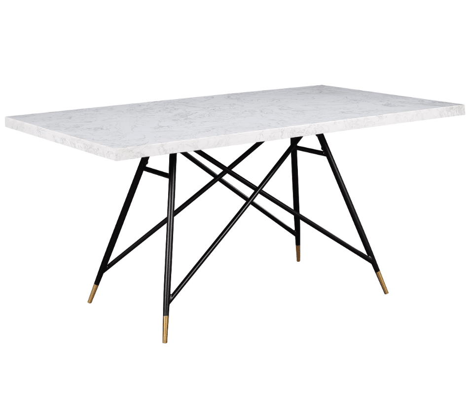 Gabrielle 5-Piece Marble Top Rectangular Dining Table Set White And Grey