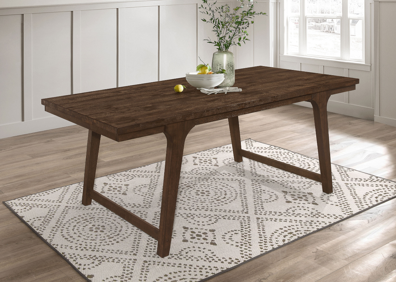 Reynolds 7-Piece Rectangular Dining Table Set Brown Oak