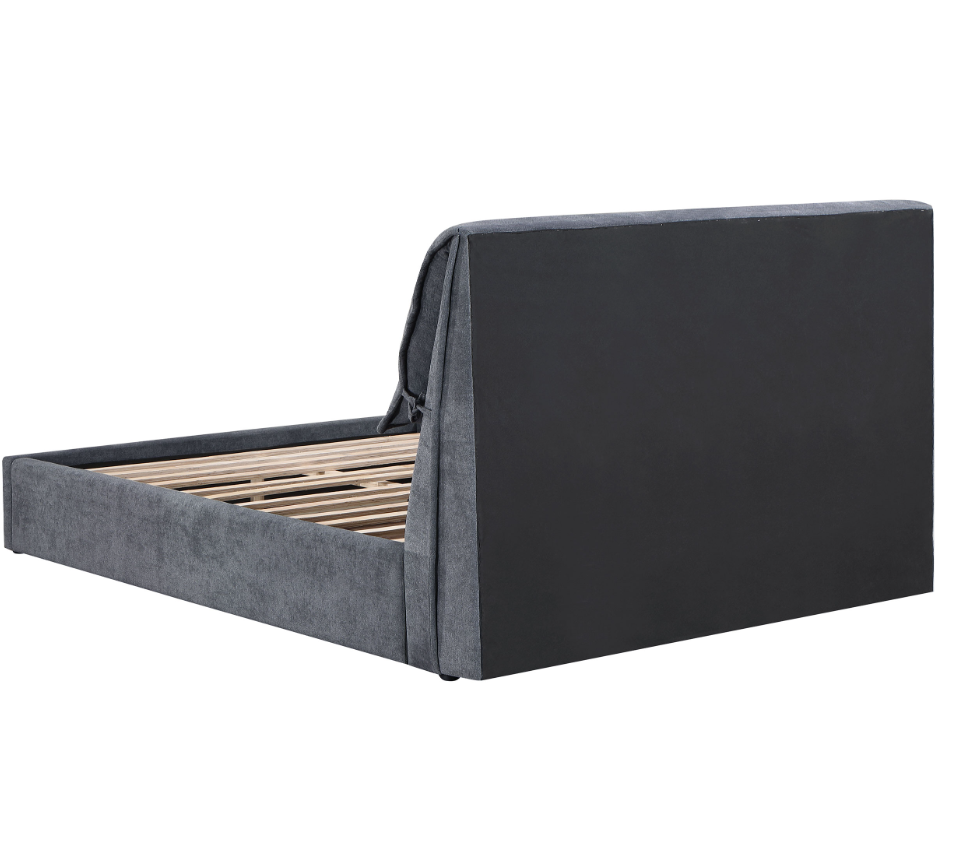 Laurel Upholstered Queen Platform Bed With Pillow Headboard Charcoal Grey