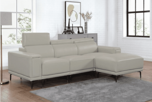 Brekstad Leatherette Sectional with Adjustable Headrests - Light Gray