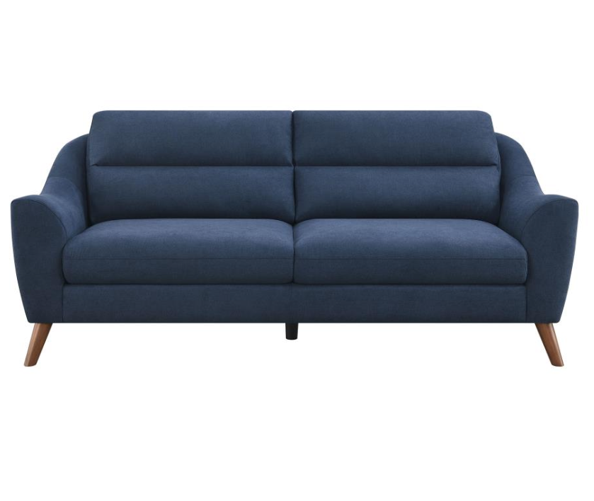 Gano Mid-Century Modern Sofa & Loveseat Set in Navy Blue