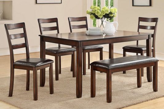Fig 6 Piece Dining Set with Bench - Gray
