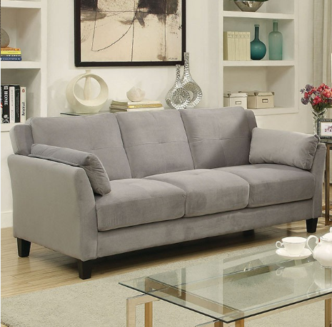 Ysabel Transitional Style Grey Upholstered Sofa & Loveseat Set