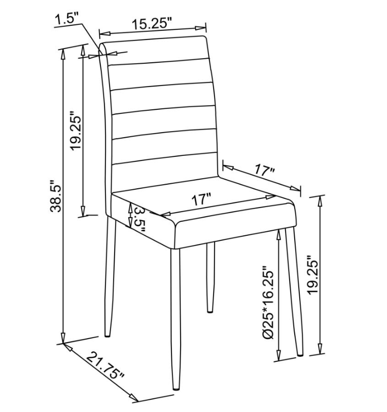 Bonsal Modern White Dining Chair w- Chrome Leg Set of 4