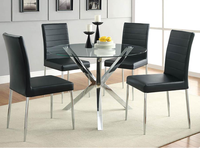 Bonsal Modern PU Dining Chair w- Chrome Leg Set of 4