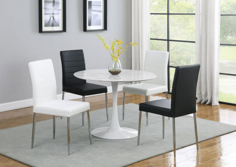 Bonsal Modern PU Dining Chair w- Chrome Leg Set of 4