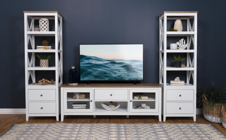Angela 3-piece Entertainment Center With 67" TV Stand Brown and White