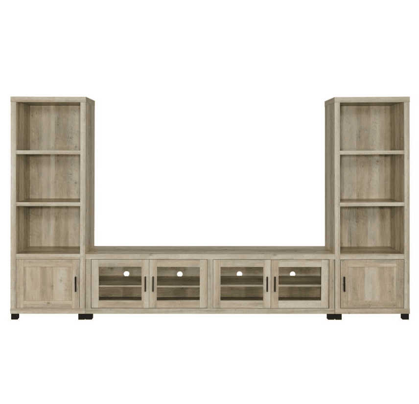 Sachin 3-piece Entertainment Center With 79" TV Stand Antique Pine