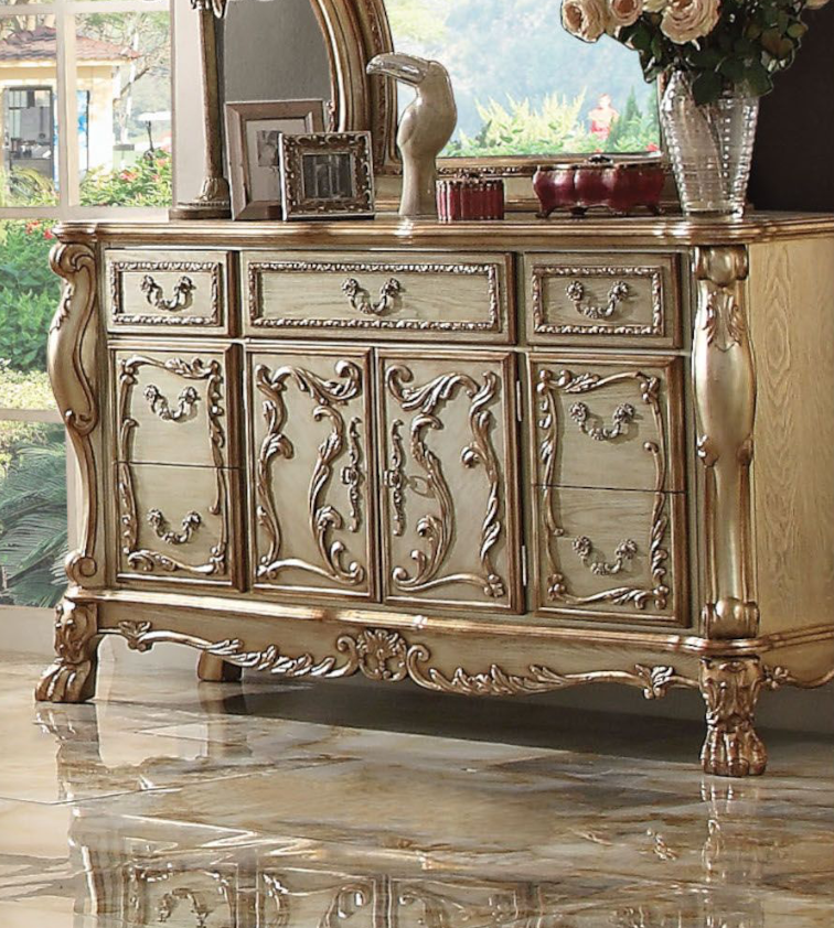 ACME Dresden Collection Gold Finish Claw Foot Dresser - 23165