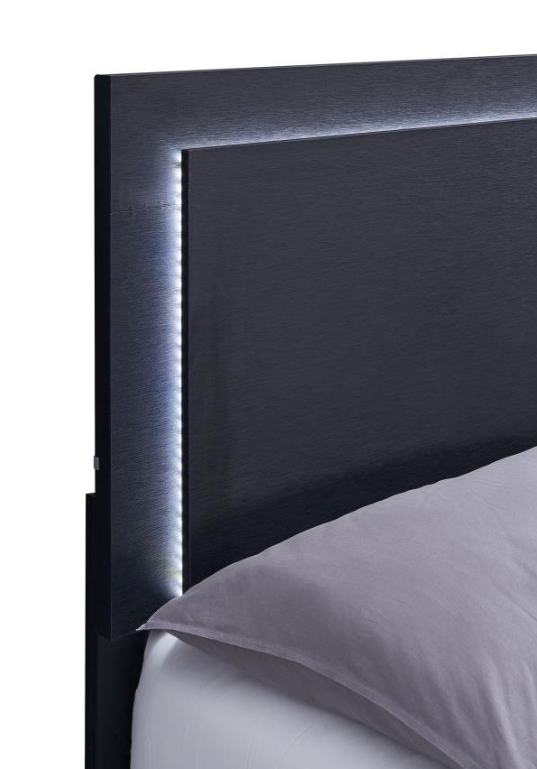 Marceline King Bedroom Set with LED Lighted Headboard - Black & Gold