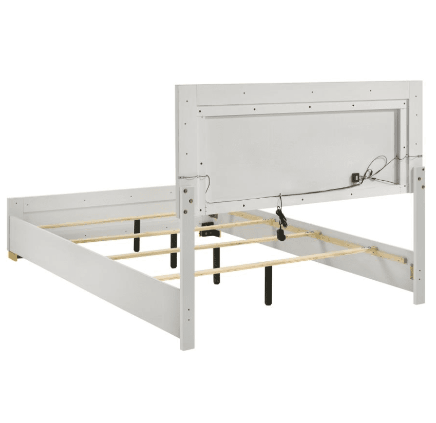 Marceline King Bedroom Set with LED Lighted Headboard - White & Gold