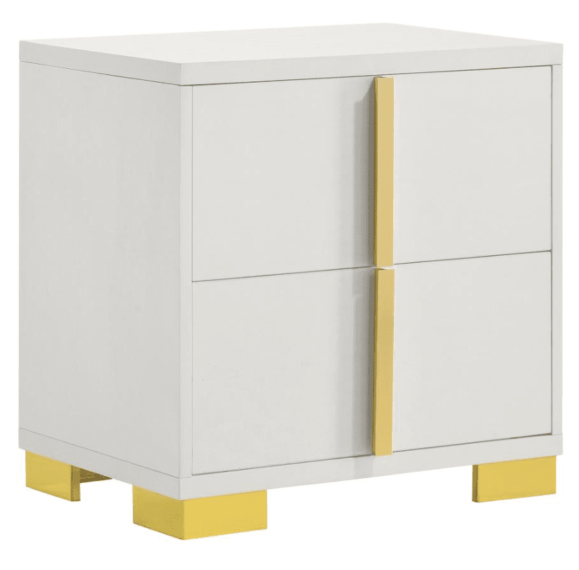 Marceline King Bedroom Set with LED Lighted Headboard - White & Gold