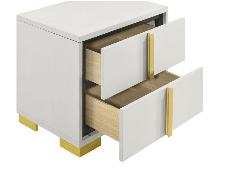 Marceline King Bedroom Set with LED Lighted Headboard - White & Gold