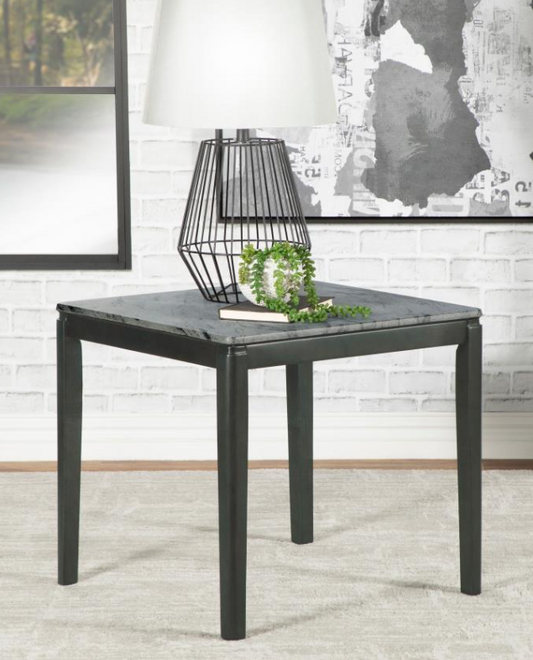 Mozzi Rectangular End Table Faux Grey Marble and Black