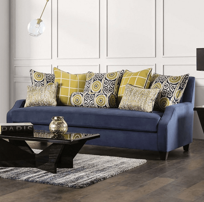 West Brompton Transitional Velvet Sofa - Navy