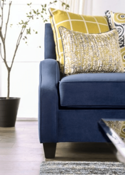 West Brompton Transitional Velvet Living Room Set - Navy