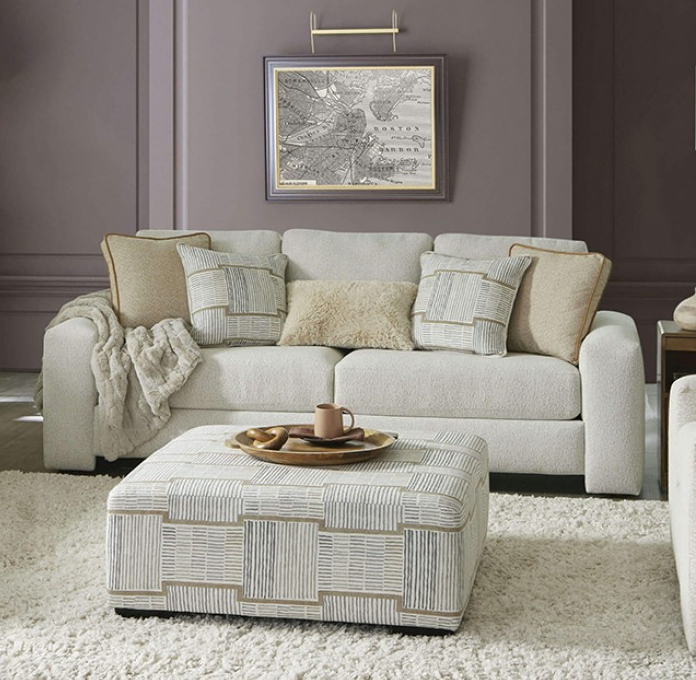 Cochrane Contemporary Chenille Living Room Set - Cream