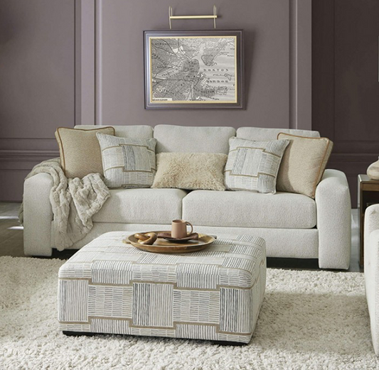 Cochrane Contemporary Chenille Living Room Set - Cream