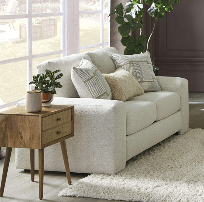 Cochrane Contemporary Chenille Living Room Set - Cream