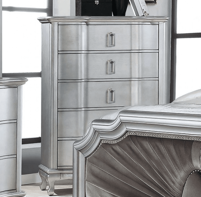 Aalok Glam Style King Bedroom Set - Warm Gray