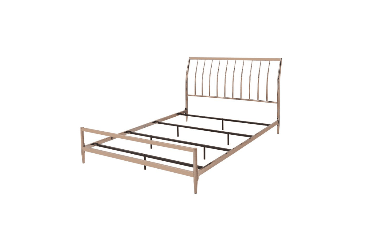 Marianne Queen Metal Sleigh Bed in Copper Finish