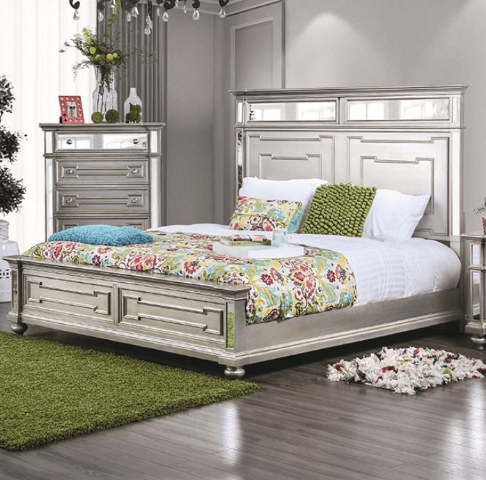 Salamanca Glam Bed with Mirrored Accents - King