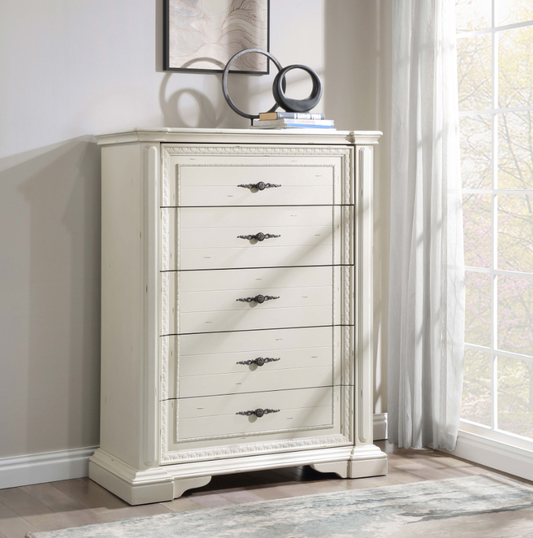 Evelyn 5-Drawer Chest - Antique White