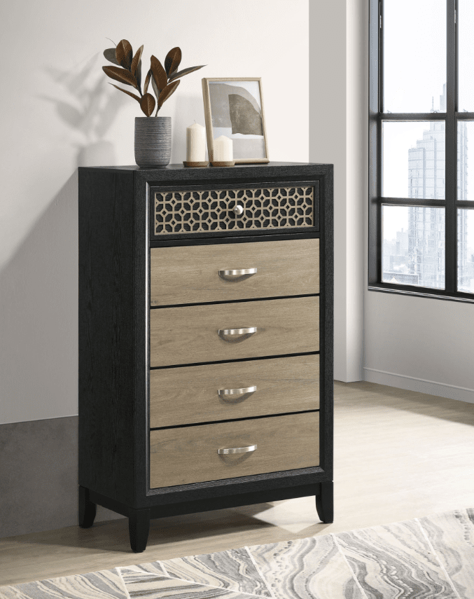 Valencia 5-Drawer Chest Light Brown And Black